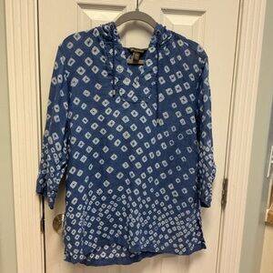 Tommy Bahama Linen SZ M  Women’s Ice Cube Print Pullover Hoodie Blue 3/4 Sleeve